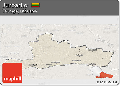 Shaded Relief 3D Map of Jurbarko, lighten