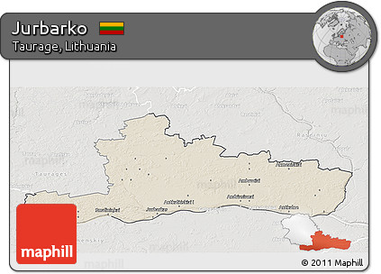Shaded Relief 3D Map of Jurbarko, lighten, semi-desaturated