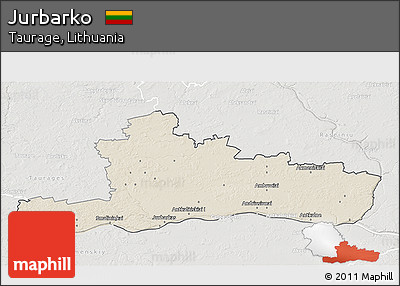 Shaded Relief 3D Map of Jurbarko, lighten, semi-desaturated
