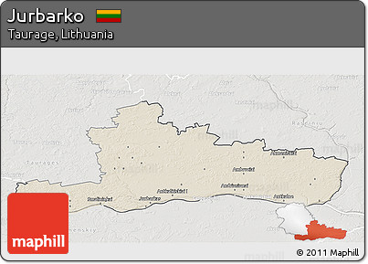 Shaded Relief 3D Map of Jurbarko, lighten, semi-desaturated