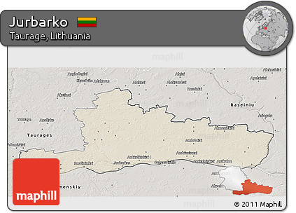 Shaded Relief 3D Map of Jurbarko, semi-desaturated