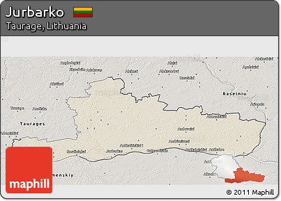 Shaded Relief 3D Map of Jurbarko, semi-desaturated