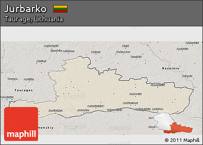 Shaded Relief 3D Map of Jurbarko, semi-desaturated
