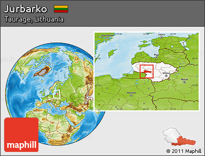 Physical Location Map of Jurbarko, highlighted country