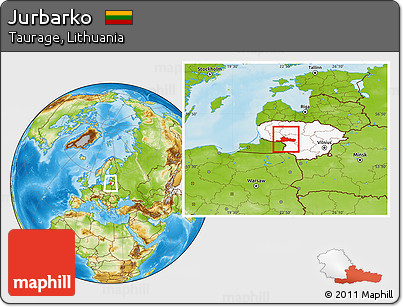 Physical Location Map of Jurbarko, highlighted country