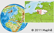 Physical Location Map of Jurbarko, highlighted country, highlighted parent region