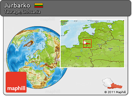 Physical Location Map of Jurbarko, highlighted parent region, within the entire country
