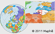 Political Location Map of Jurbarko, highlighted country, highlighted parent region