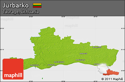 Physical Map of Jurbarko, single color outside