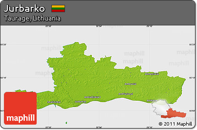 Physical Map of Jurbarko, single color outside