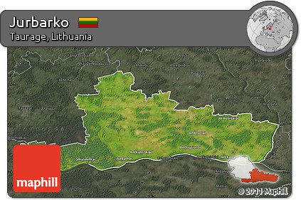 Satellite Map of Jurbarko, darken, semi-desaturated