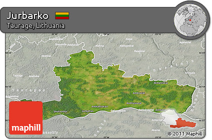 Satellite Map of Jurbarko, lighten, semi-desaturated