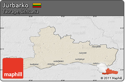 Shaded Relief Map of Jurbarko, lighten, desaturated
