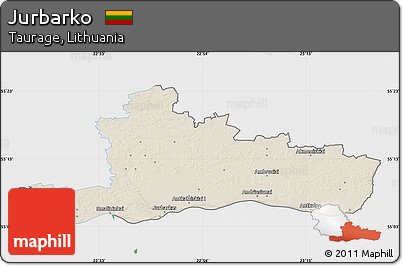 Shaded Relief Map of Jurbarko, single color outside