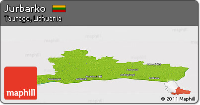 Physical Panoramic Map of Jurbarko, cropped outside