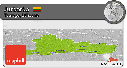 Physical Panoramic Map of Jurbarko, lighten, desaturated