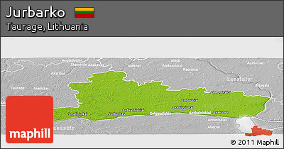 Physical Panoramic Map of Jurbarko, lighten, desaturated