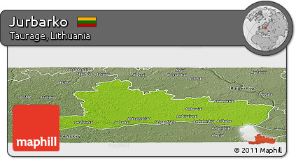 Physical Panoramic Map of Jurbarko, semi-desaturated
