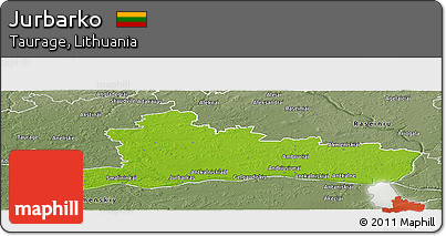 Physical Panoramic Map of Jurbarko, semi-desaturated