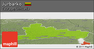 Physical Panoramic Map of Jurbarko, semi-desaturated