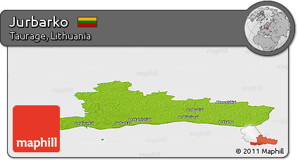 Physical Panoramic Map of Jurbarko, single color outside