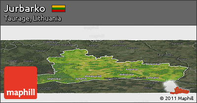 Satellite Panoramic Map of Jurbarko, darken, semi-desaturated