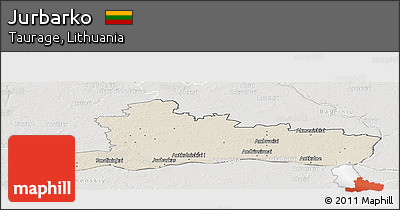 Shaded Relief Panoramic Map of Jurbarko, lighten, semi-desaturated