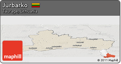 Shaded Relief Panoramic Map of Jurbarko, lighten, semi-desaturated