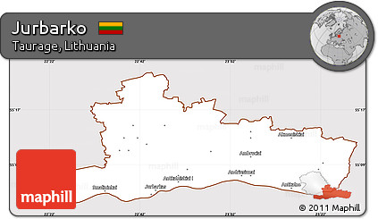 Classic Style Simple Map of Jurbarko, cropped outside