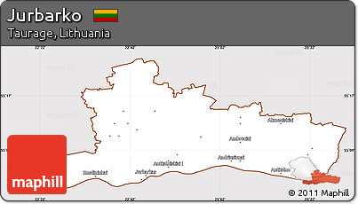 Classic Style Simple Map of Jurbarko, cropped outside