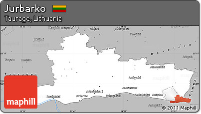 Gray Simple Map of Jurbarko