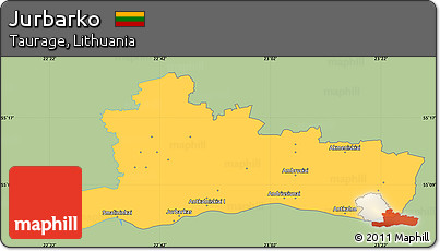 Savanna Style Simple Map of Jurbarko, single color outside