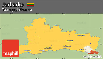Savanna Style Simple Map of Jurbarko, single color outside