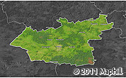 Satellite 3D Map of Taurages, darken, desaturated
