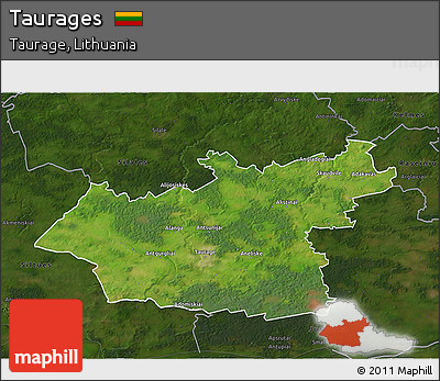 Satellite 3D Map of Taurages, darken