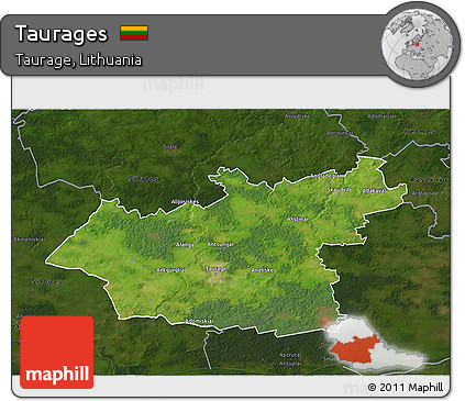 Satellite 3D Map of Taurages, darken