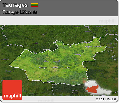 Satellite 3D Map of Taurages, darken