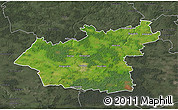 Satellite 3D Map of Taurages, darken, semi-desaturated