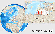 Shaded Relief Location Map of Taurages, highlighted country
