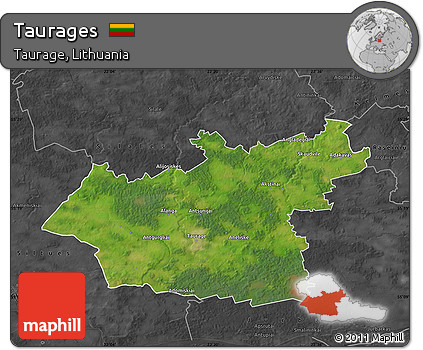 Satellite Map of Taurages, darken, desaturated