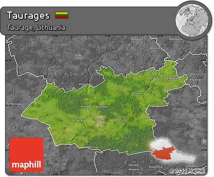 Satellite Map of Taurages, desaturated