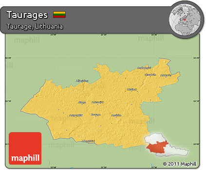 Savanna Style Map of Taurages, single color outside