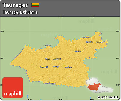 Savanna Style Map of Taurages, single color outside