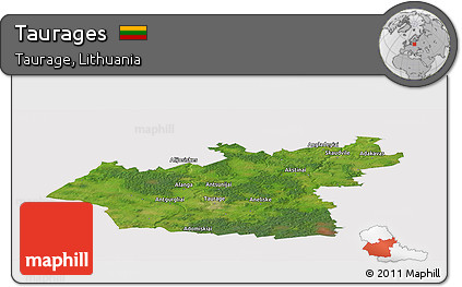Satellite Panoramic Map of Taurages, cropped outside