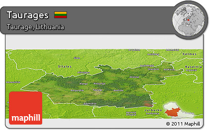 Satellite Panoramic Map of Taurages, physical outside
