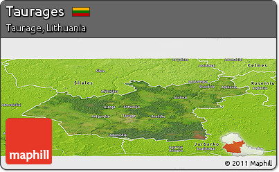 Satellite Panoramic Map of Taurages, physical outside