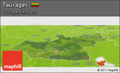 Satellite Panoramic Map of Taurages, physical outside