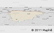 Shaded Relief Panoramic Map of Mazeikiu, desaturated