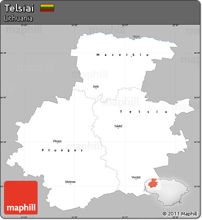 Gray Simple Map of Telsiai, single color outside