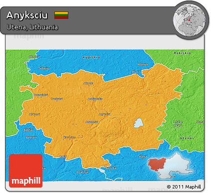 Political 3D Map of Anyksciu